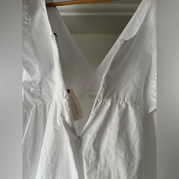 NWT** Maeve Flutter Sleeve Babydoll Dress White Size Medium Anthropologie - Picture 7 of 9